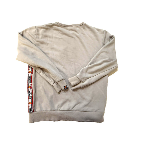 Ellesse Sweatshirt Mens Medium Gray Crewneck Embroidered Logo Tape Side Stripe - Picture 8 of 9